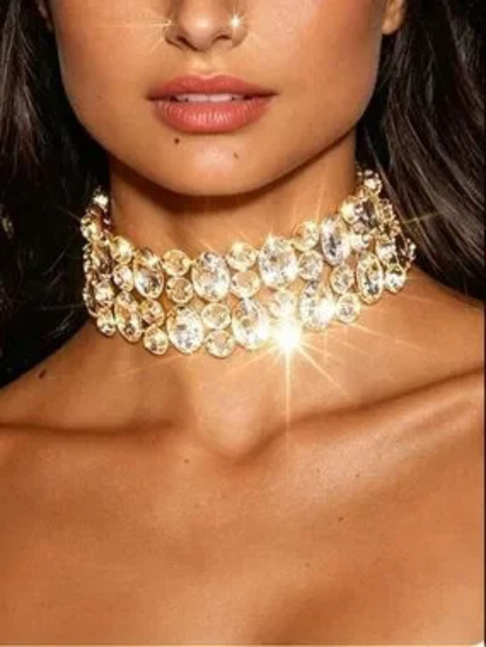 Golden Radiance Crystal Choker Necklace